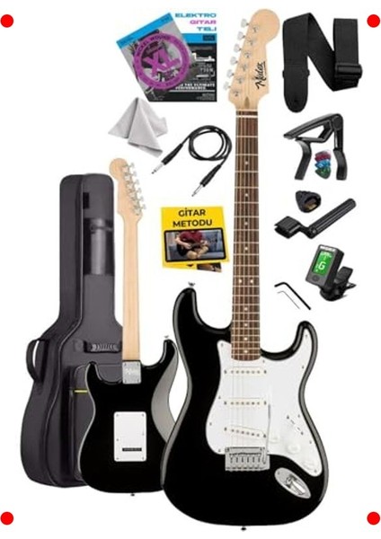 Gül Klavyeli Strat Tipi Elektro Gitar Seti - Sss Manyetik fiyatları