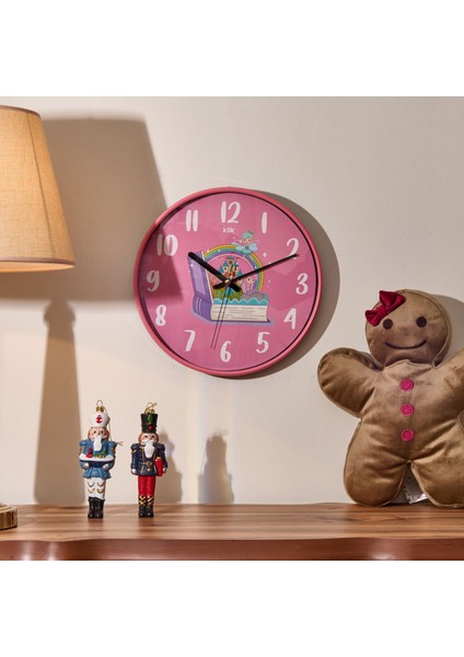 Slim Masal Çocuk Odası Duvar Saati - Pembe - 30 cm