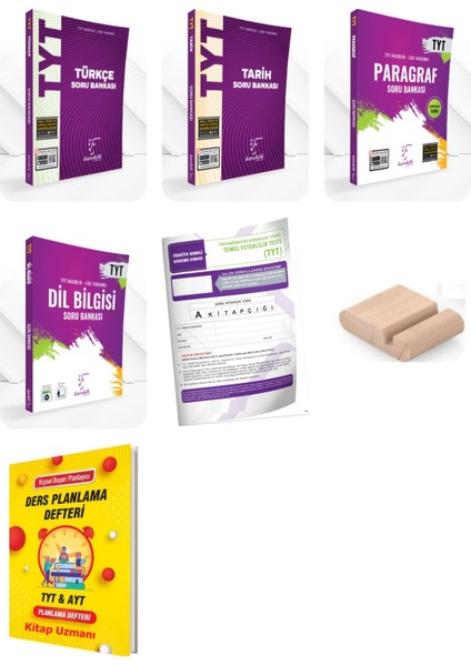 Tyt Paragraf Soru Bankası + Tyt Türkçe Soru Bankası + Tyt Tarih Soru Bankası + Tyt Dilbilgisi Soru Bankası Tyt 2026+TELEFON Tutucu +Deneme+Plan Defteri