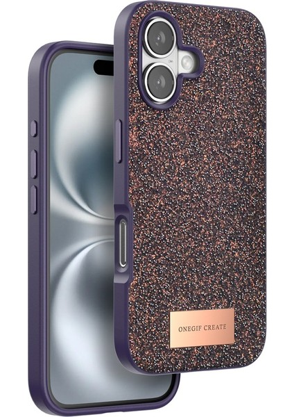 Apple iPhone 16 Plus Uyumlu Parlak Simli Taşlı Premium Kalite Kadın Telefon Kılıfı Kapak