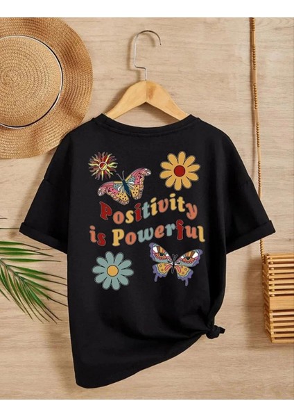 Kız Çocuk Bisiklet Yaka Baskılı T-Shirt - Siyah fiyatları