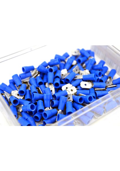 1,50-2,50MM Kablo Ucu 6,3 Erkek Mavi Izolasyonlu Sıkmalı 200 Adet
