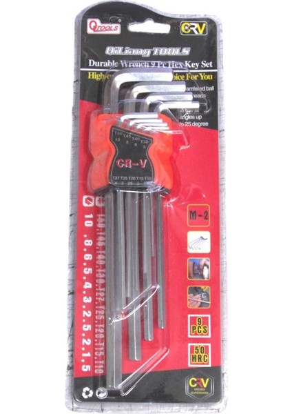 Uzun Allen Tk Tools 9 Parçalık Tork Başlı Allen Anahtar Seti