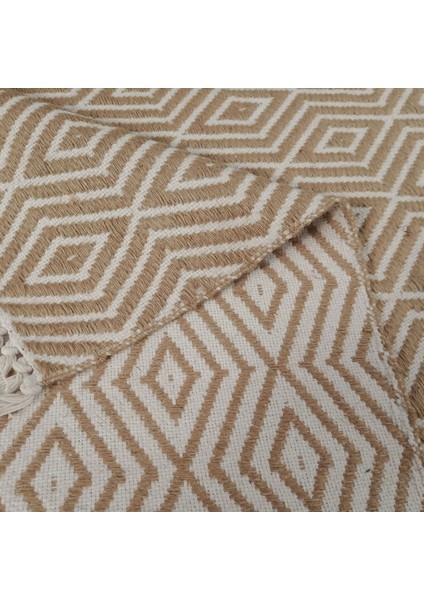 Home Jacq Geometri Pamuk ve Jüt Halı - Kahverengi / Beyaz - 80X150 cm fiyatları