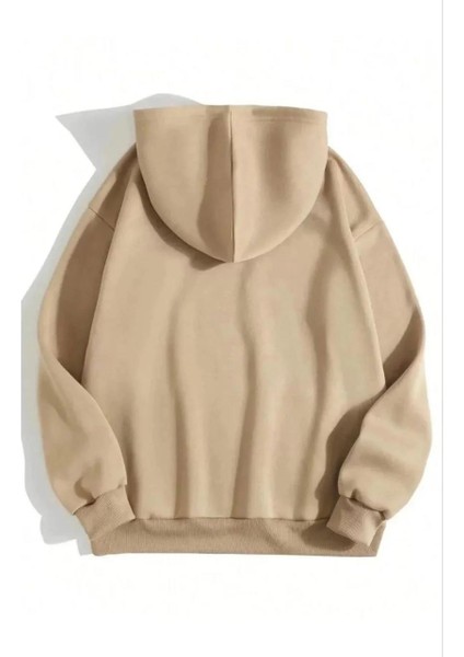 3 Iplik Pamuklu Unisex Kapşonlu Sweetshirt - Bej fiyatları