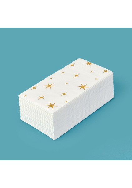 Kitchen 25'li Yıldız Desen Peçete - Beyaz - 16X8 cm