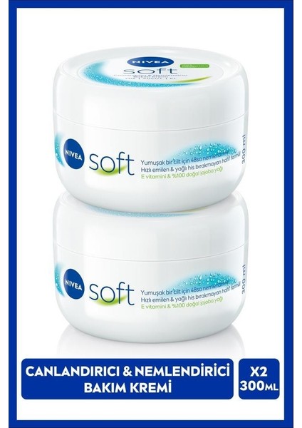 soft nemlendirici el yüz ve vücut bakım kremi 300ml, jojoba yağı, e vitamini, pürüzsüz cilt, x2 adet fırsatları