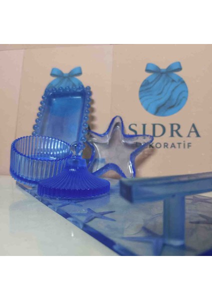 dekoratif mavi ışıltı sunum seti fiyatları