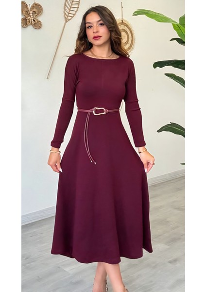 Kemer Detaylı Uzun Kollu Triko Elbise fiyatları