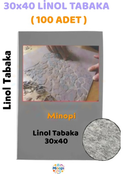 ( 100 Adet ) Linol Tabaka Levha 2,5 mm A3 - 30X40 Boyutunda Linol Gri