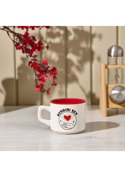 Tasarım Kendini Sev Sloganlı Venüs Kupa - Renkli - 195 ml