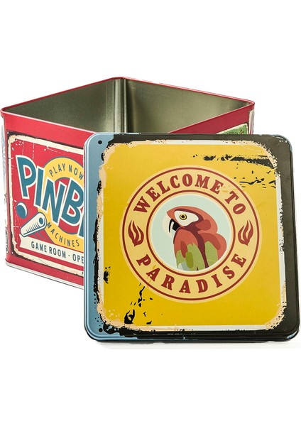 Pinball Metal Hediye Kutusu - Renkli - 16X16X14 cm