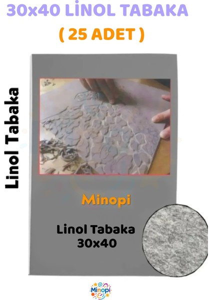 ( 25 Adet ) Linol Tabaka Levha 2,5 mm A3 - 30X40 Boyutunda Linol Gri