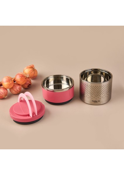 2 Katlı Çelik Yemek Termosu - Pembe - 1,5 Lt fiyatları