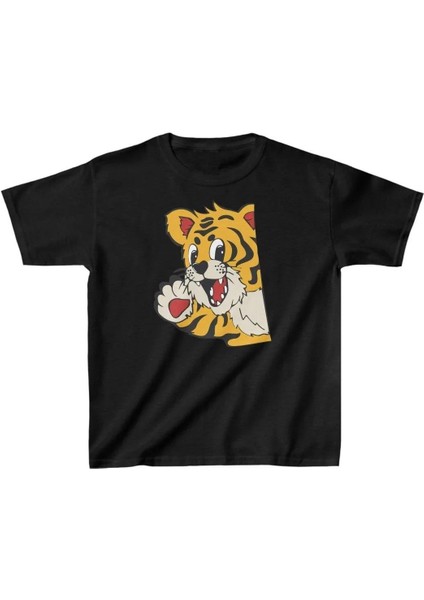 Unisex Çocuk Baskılı T-Shirt - Siyah