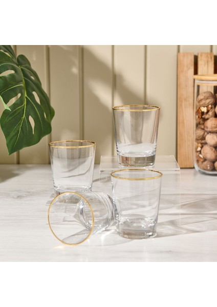 Pure Altın Yaldızlı 4'lü Su Bardağı Seti - 270 ml