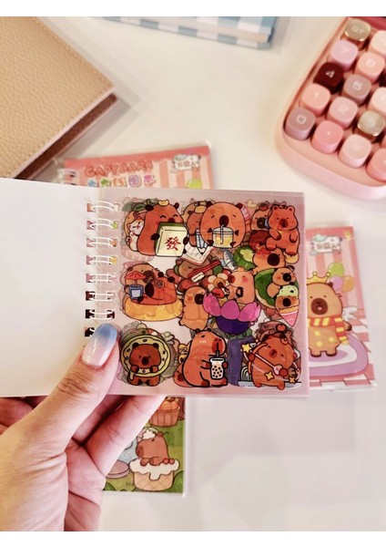 Capybara Kapibara 6 Sayfa Sticker 12 Sayfa Not Defteri Stickerlı Not Defteri Tekli modelleri