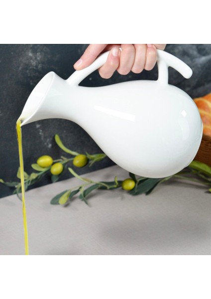 Fiona Bambu Kapaklı Porselen Yağlık - Beyaz - 1 Lt fiyatları