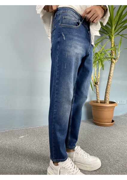 Mavi Jean - Kot Pantolon Bilek Boy Yırtık Detaylı