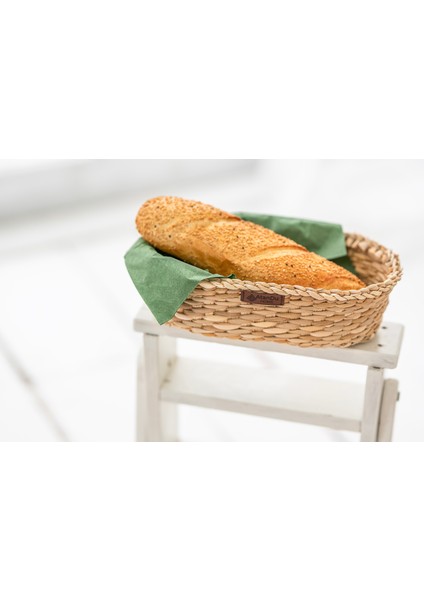 El Yapımı Doğal Hasır Ekmek Sepeti – 30X20X8 cm | Dekoratif Sunum ve Organizer Sepet | Mutfak, Sofra ve Ev Dekorasyon Ürünü