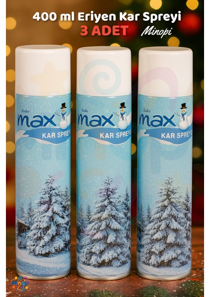 3'lü Eriyen Kar Spreyi 200 ml Büyük Boy Düğün, Kına, Parti, Bekarlığa Veda, Snow Spray