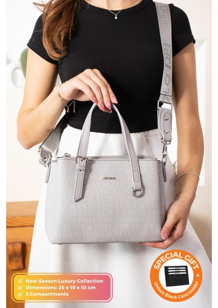 Orijinal Just Polo Collection 3 Bölmeli Lüks Yumuşak Deri Ayarlanabilir Çapraz Askılı Omuz Çantası