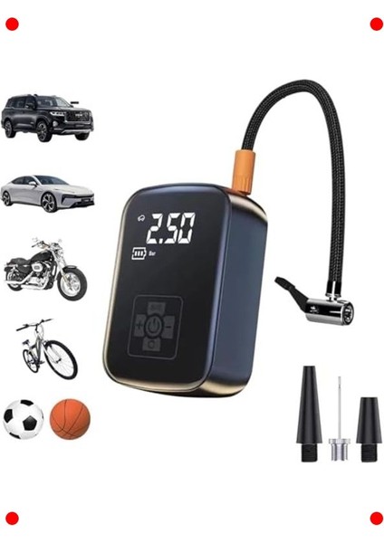 Taşınabilir Kablosuz Lastik Şişirici - Dijital Ekranlı