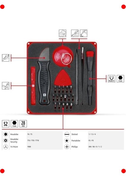 28 Parça Hassas Elektronik Tamir Seti modelleri