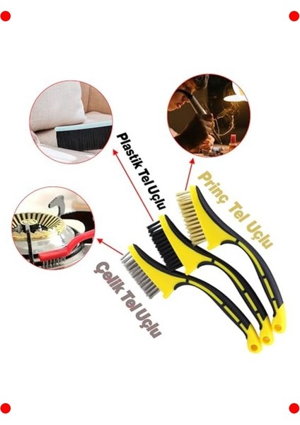 3'lü Metal Fırça Seti - Çok Amaçlı Temizlik & Pas Sökücü fiyatları