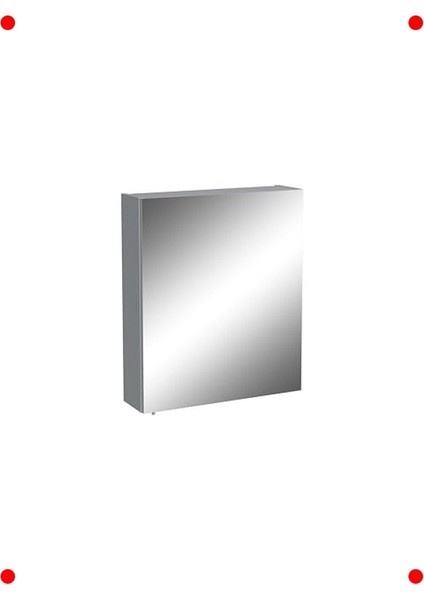 60CM Asimetrik Dolaplı Banyo Aynası Kül Gri