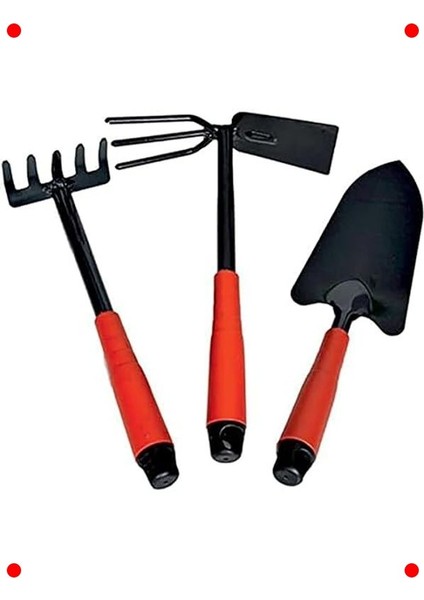 3 Parça Temel Bahçe El Aleti Seti | Tırmık, Çapa, Kürek