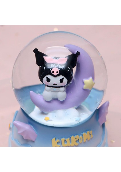 Ay Üzerinde Kuromi Tasarım Orta Boy Işıklı Müzikli Kar Küresi modelleri