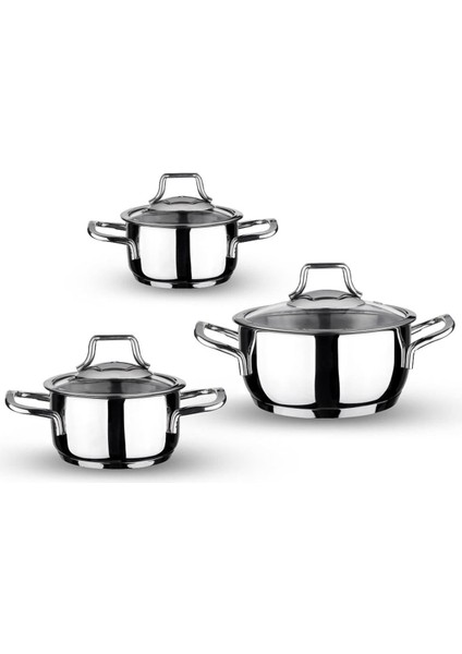 6 Parça Mini Tencere Seti 12-14-16CM