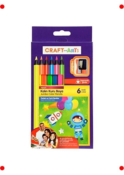 Jumbo Neon Kuru Boya Kalemleri (6'lı Set)