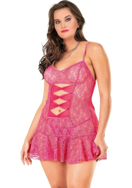 UG-429 Bayan Dantelli Gecelik Fuşya