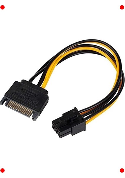 Sata 15 Pin - 6 Pin Ekran Kartı Güç Kablosu