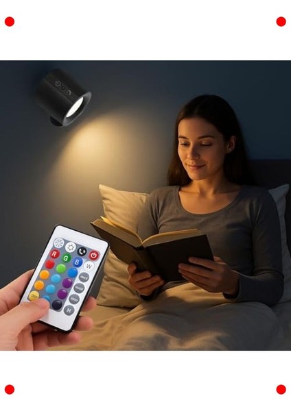Şarjlı Manyetik LED Lamba - Uzaktan Kumandalı - Siyah