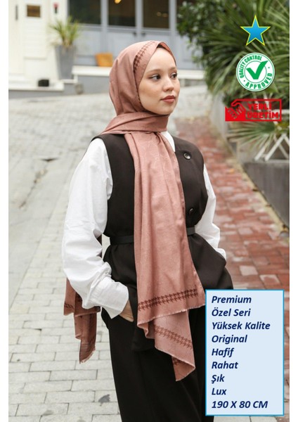 Hint Ipek Premium Lux Original Monogram Şal (Ipek Vual, Özel Seri, Yüksek Kalite, Hafif, Rahat, Şık, Tesettür Giyim, Shawl, Hijab)