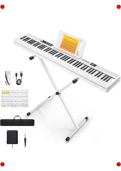 88 Tuşlu Dijital Piyano Seti - Başlangıç Için Beyaz