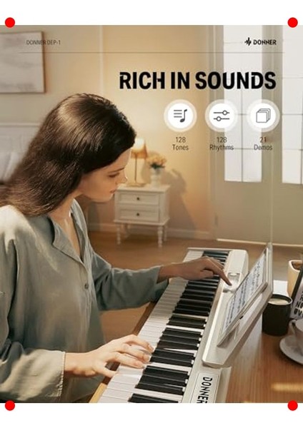 88 Tuşlu Dijital Piyano Seti - Başlangıç Için Beyaz fırsatları