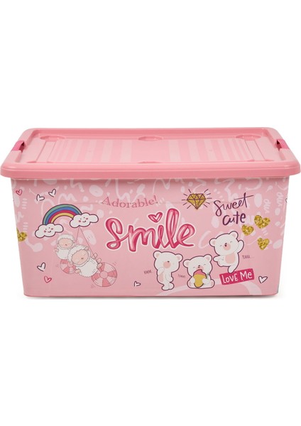 Plastik Tekerlekli Oyuncak Saklama Kutusu - Pembe - 40 Lt fiyatları