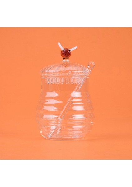 Kitchen Borosilikat Cam Bal Kavanozu ve Kaşık - Şeffaf - 260 ml