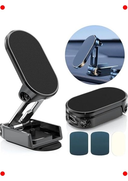 Alüminyum Araç Telefon Tutucu 360° Döner - Siyah
