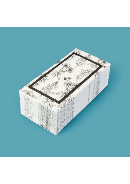Kitchen 25'li Çiçek Desen Peçete - Beyaz - 16X8 cm