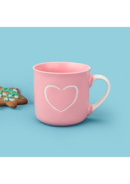 Houseware Kalp Desenli Porselen Kupa - Pembe / Beyaz - 320 ml fiyatları