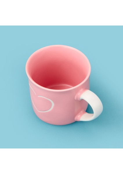 Houseware Kalp Desenli Porselen Kupa - Pembe / Beyaz - 320 ml modelleri
