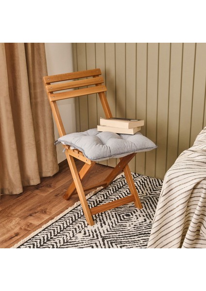 Soft Elegant Curves Ince Çizgili Sandalye Minderi - Ekru / Siyah - 43X43 cm fiyatları