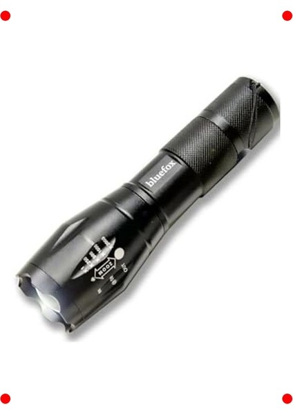 Güçlü LED El Feneri, 10W, Zoomlu, 5 Modlu, Alüminyum