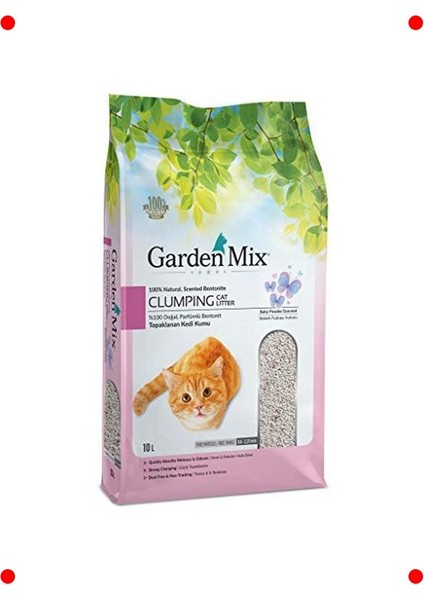 Süper Emici Bebek Pudralı Bentonit Kedi Kumu 10 L