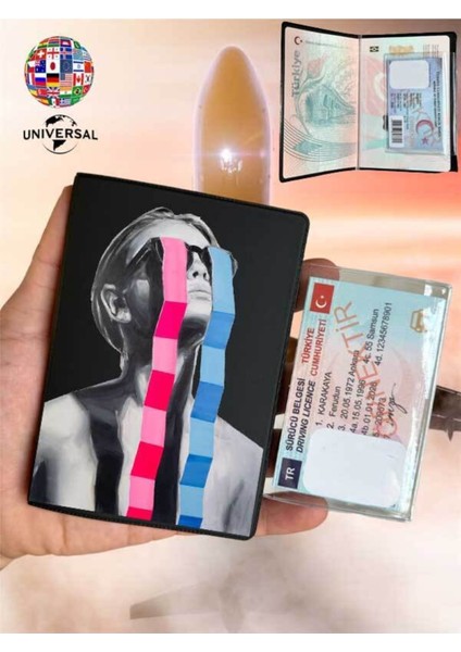 Girl Desenli Pürüzsüz Yüzey Deri Pasaport Kılıfı Kabı Tüm Ülke Pasaportlarına Uygun